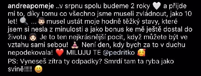 Letos oslaví druhé výročí. Andrea Pomeje si svého Petra trochu dobírá.