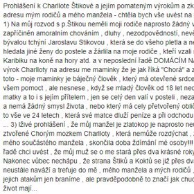 A do své nejmladší dcery Charlotte Štikové se pustila s vervou.