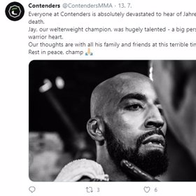 Organizace Contenders truchlí a soucítí s rodinou a přáteli.