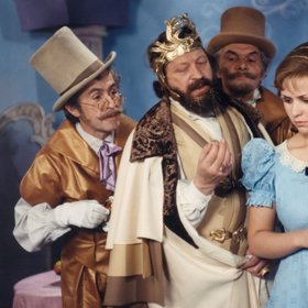 Jaroslav Kepka, Jiří Zahajský, Ladislav Trojan a Kateřina Seidlová-Hrušková v pohádce O Honzovi a princezně Dorince.