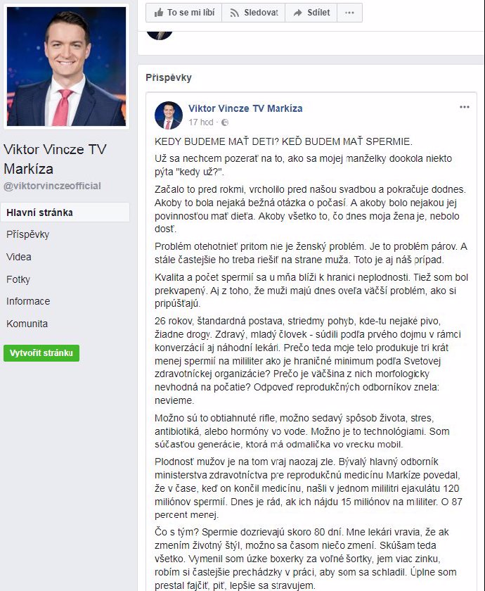 Viktor na svých sociálních sítích zveřejnil pravdu o jejich plodnosti.