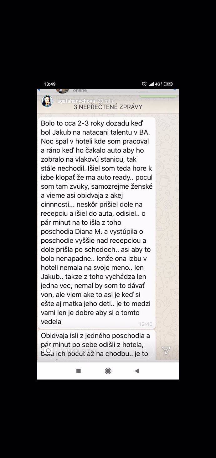 Agátě přišla tato ošklivá SMS.