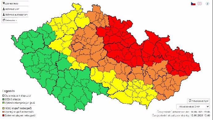 Zde jsou očekávány vydatné, velmi vydatné až extrémní deště.