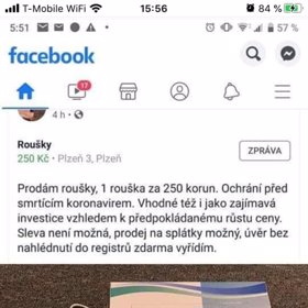 Roušky jsou na internetu prodávány za nehorázné ceny.