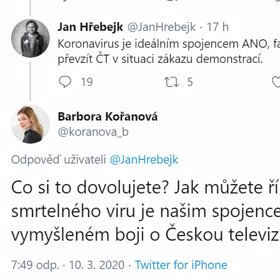 Reakce poslankyně za ANO Kořanové.