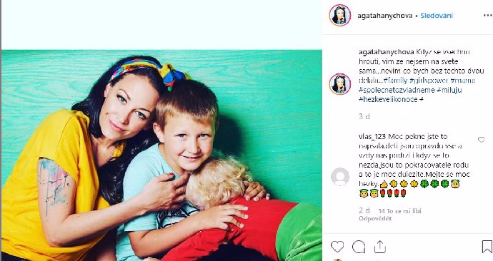 Agáta se svěřuje sledujícím na Instagramu.