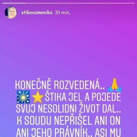 Monika se pochlubila, že je volná.