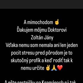 Vyjádření Zuzany Plačkové na Instagramu.