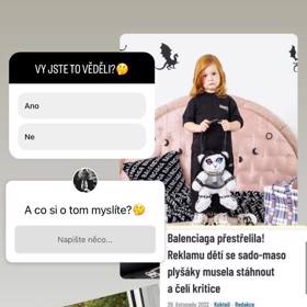O kampani značky Balenciaga nic nevěděla.