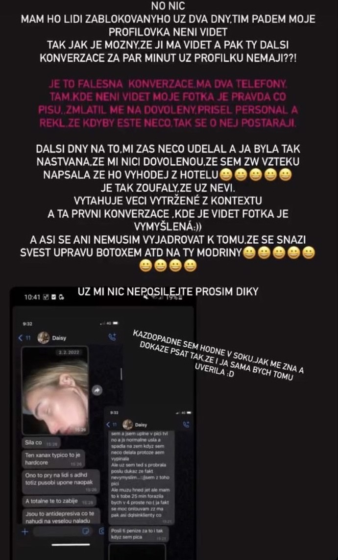 Daisy Lee uvedla, že jde o falešnou konverzaci.