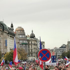 Protivládní demonstrace na Václavském náměstí.