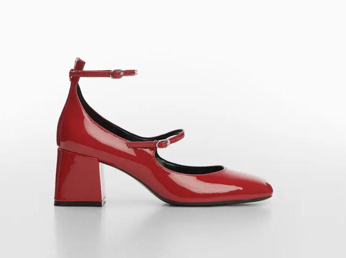 Lakované střevíčky Mary Jane s širokým podpatkem Mango, 1 299 Kč