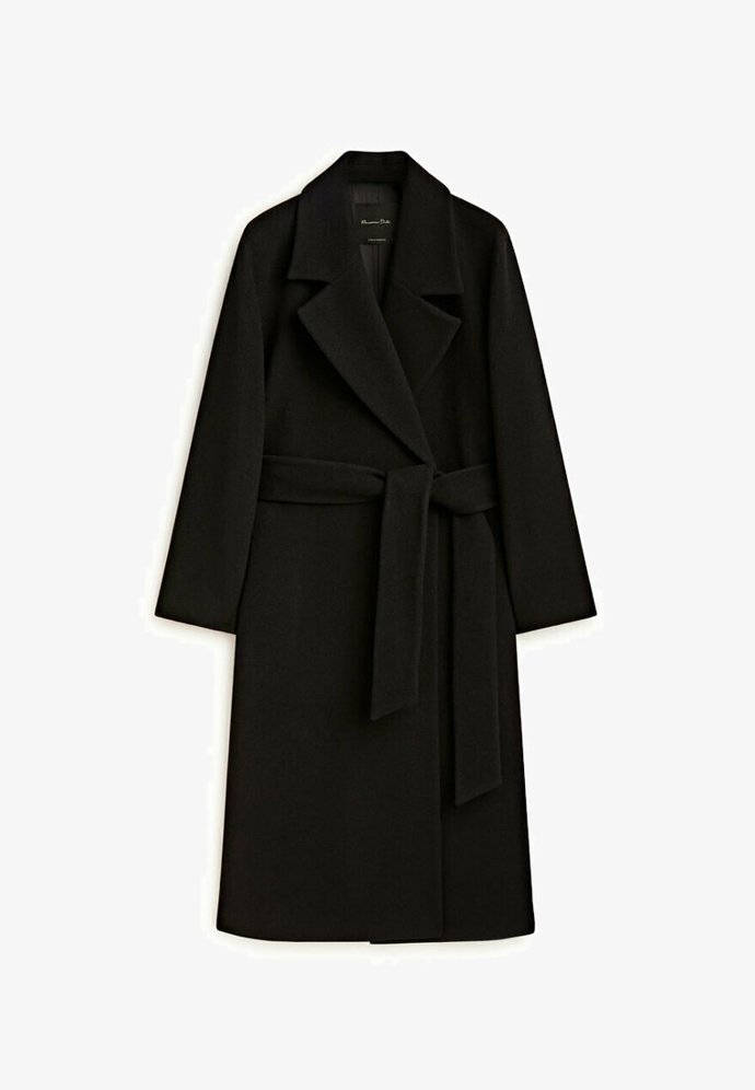 Dlouhý plášť s vázačkou, Massimo Dutti, 5 595 Kč.