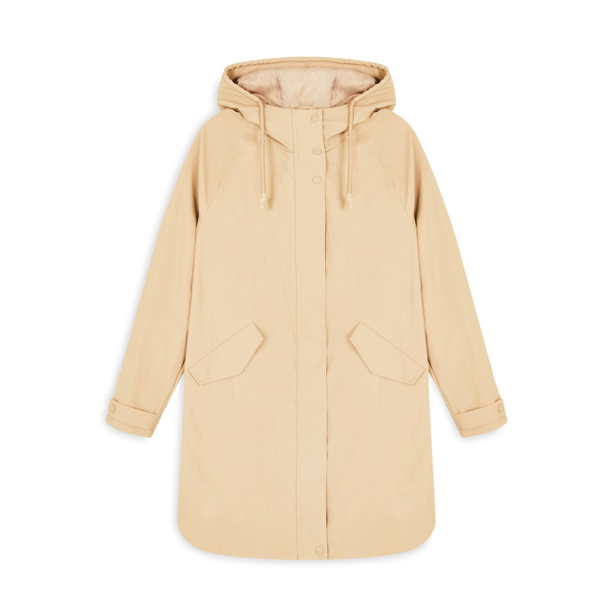 Krémová pogumovaná parka, Primark,  510 Kč.