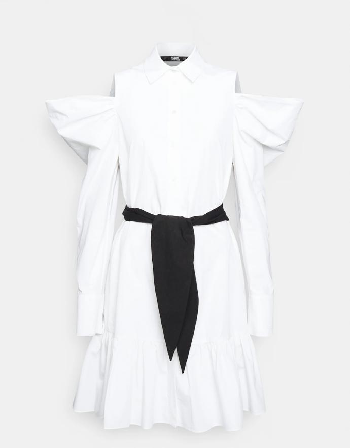 Košilové šaty s průstřihy na ramenou, Karl Lagerfeld, 8 790 Kč.