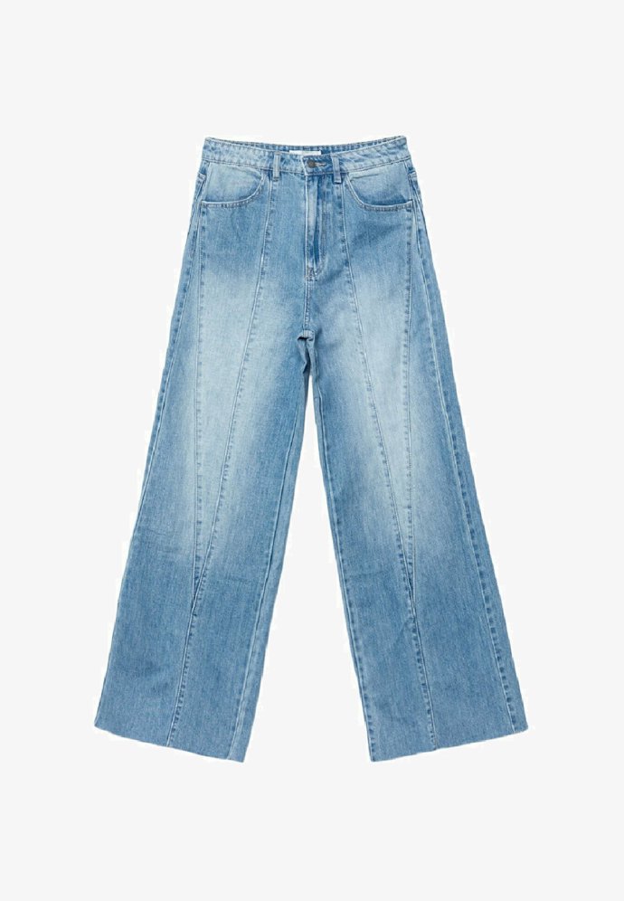 Široké džíny s netradičním štepováním. Stradivarius, 799 Kč