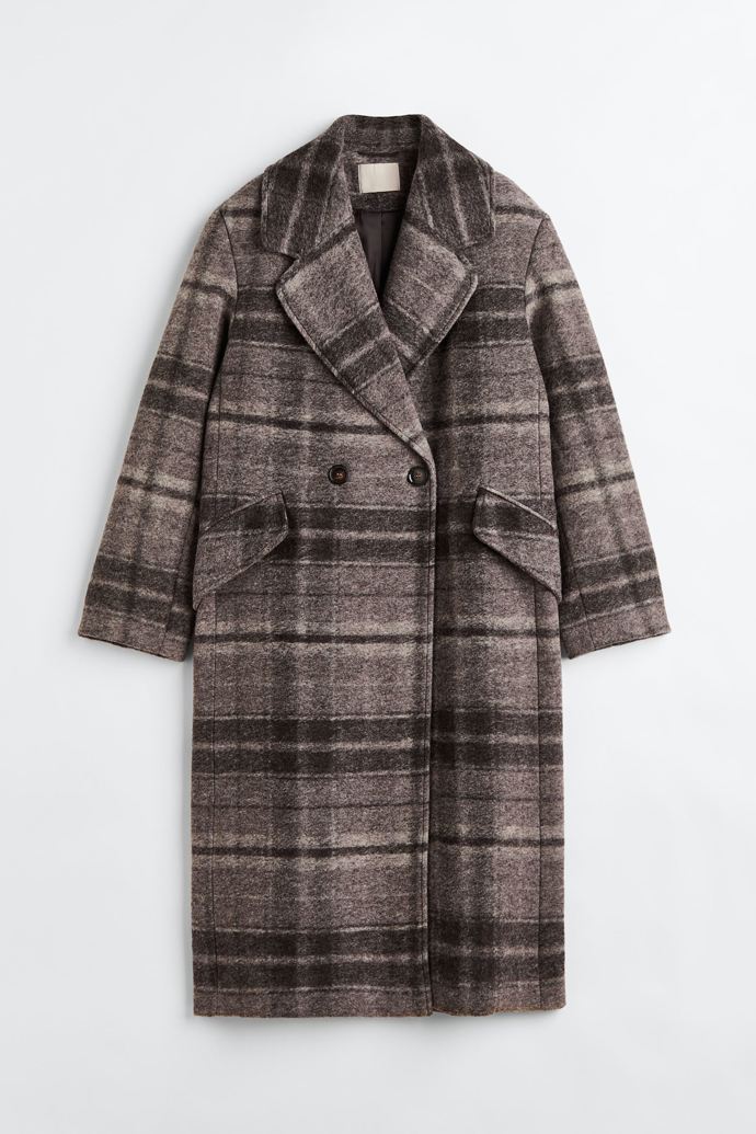 Vlněný kostkovaný kabát, H&M, 4 599 Kč
