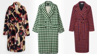 Trendy vzorované kabáty: Zdobí je megalomanské kostky i pestré barvy, s cenou od 959 Kč