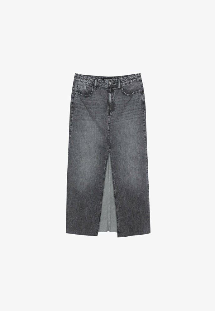 Džínová midi sukně, Stradivarius, 699 Kč