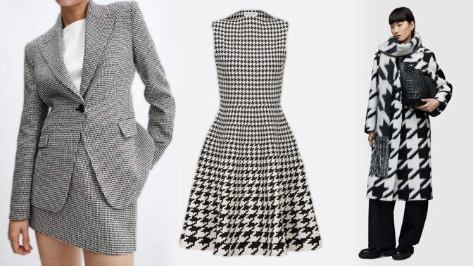 18 trendy podzimních modelů se vzorem kohoutí stopy: V mega velikostech na kabátu i kabelce, v tradiční na šatech i saku