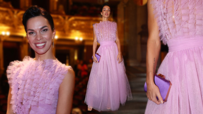 Nejkrásnější šaty z Thálií: Levandulové róbě Radky Pavlovčinové dominoval průhledný živůtek a tylová sukně