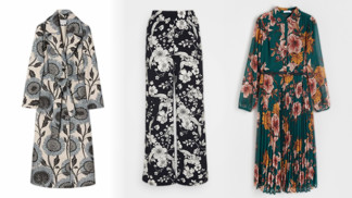 Květinový módní trend na podzim 2023: Tmavší podklad a potemnělé motivy doplní pásky různých šířek i kožešinové vesty