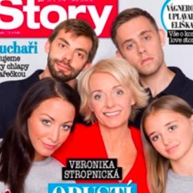 Veronika obklopena všemi svými ratolestmi: Agátou, Cyrilem, Vincentem a nejmladší Kordulou. 