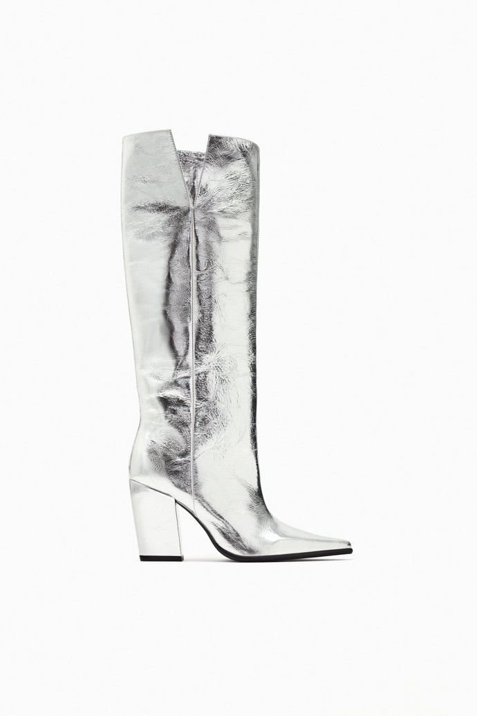 Metalické kozačky, Zara, 2 299 Kč