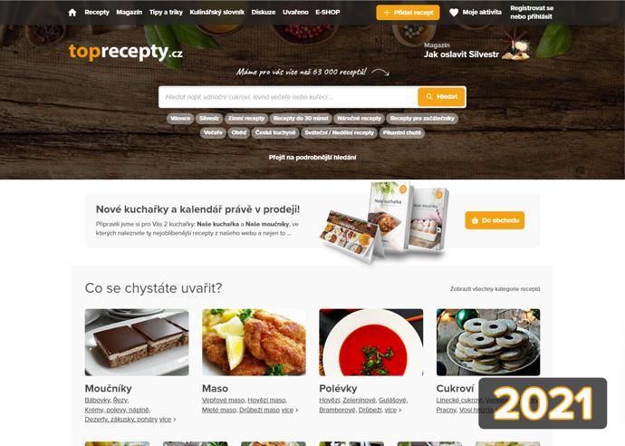 Vzpomínáte na vzhled webu Toprecepty.cz v roce 2021?