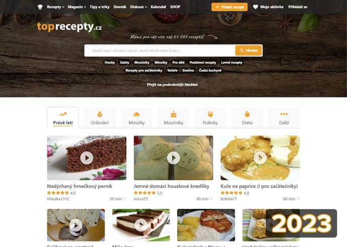 Současná podoba webu Toprecepty.cz. Jak se vám líbí?