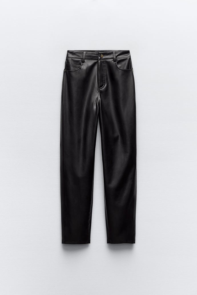 Kalhoty mom fit z imitace kůže, Zara, 699 Kč