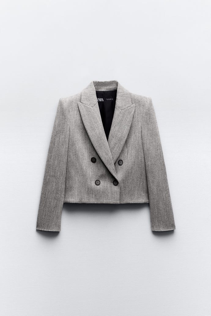 Sako cropped se vzorem rybí kosti, Zara, 1 599 Kč