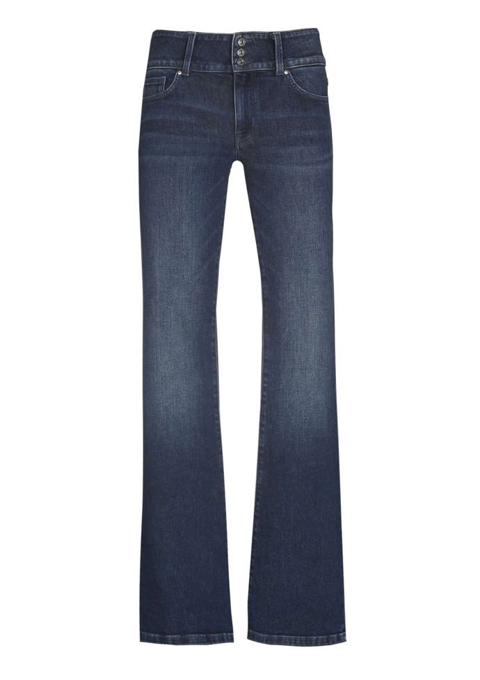 Džíny s retro prvky, rovnými, lehce se rozšiřujícími nohavicemi, Clockhouse, 798 Kč.