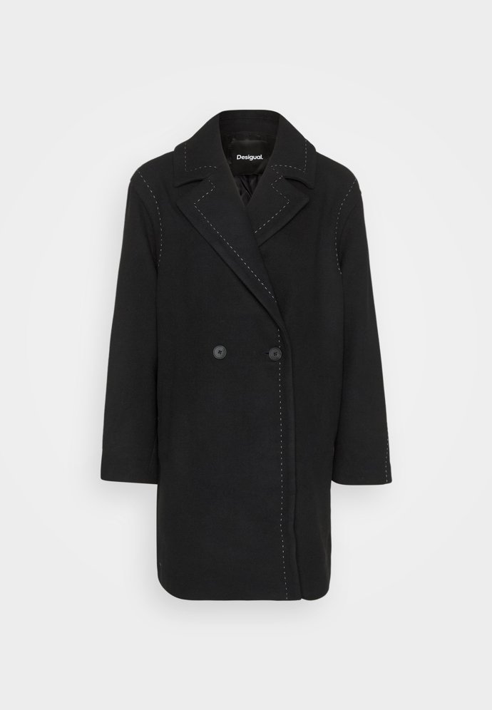 Vlněný plášť s kontrastním prošíváním, Desigual, 5 390 Kč.