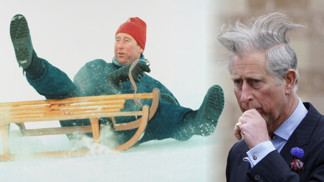 Nejvtipnější momentky krále Karla III.: Škádlení se Spice Girls, pád na saních i hrátky s ještěrkou 