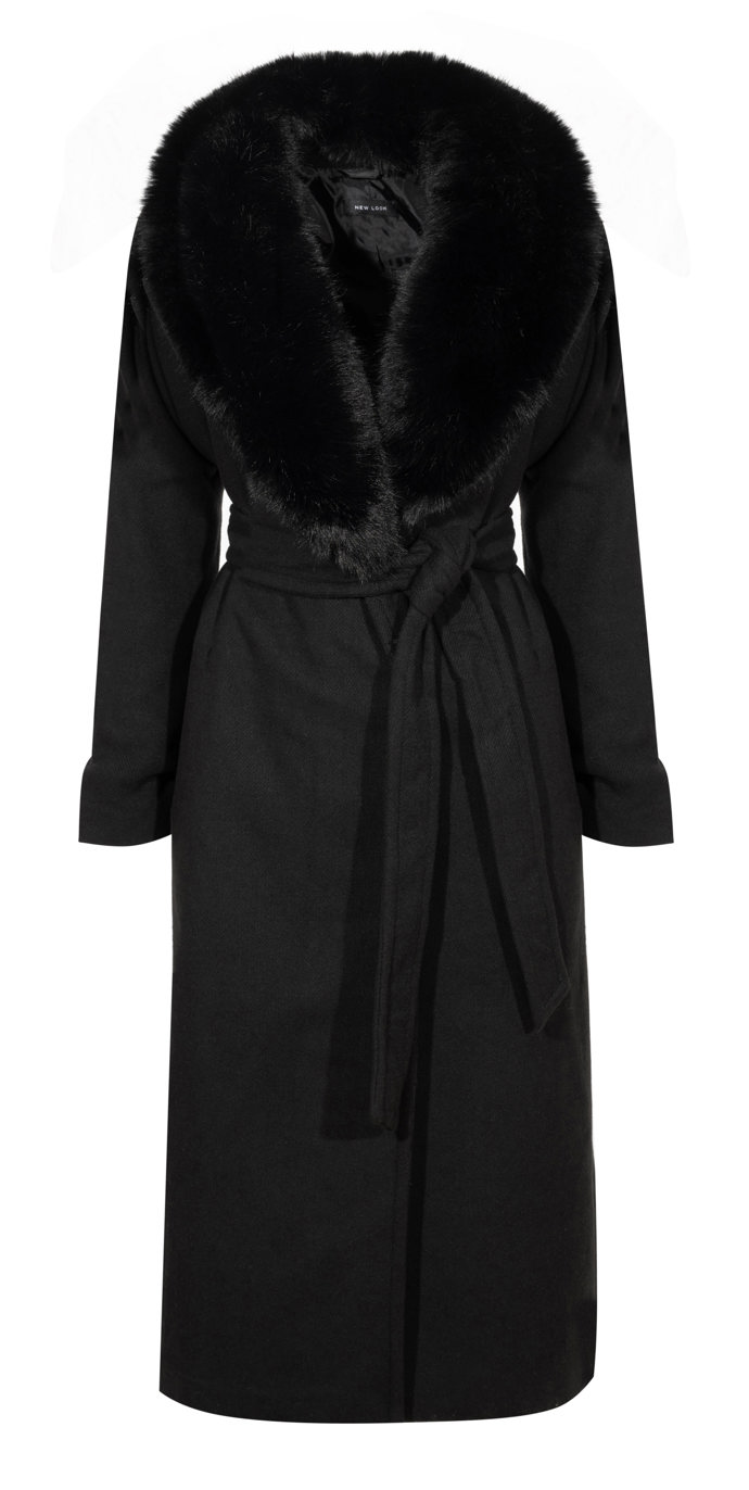 Plášť s límcem z umělé kožešiny, New Look, 2 690 Kč.