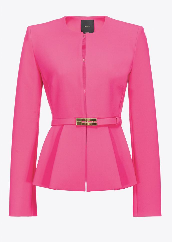 Růžové peplum sako s páskem, Pinko, 11 400 Kč