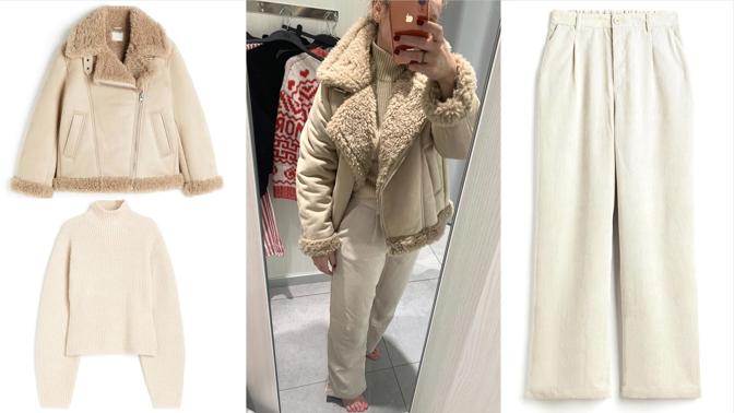 Úlovky z výprodejů redaktorky Lifee.cz s velikostí S: Za 1650 Kč sehnala béžový outfit včetně objemného kožíšku