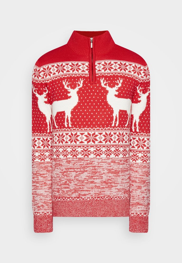 Stejný motiv, elegantní ráz. Svetr se stojáčkem na zip, Brave Soul, 1 040 Kč.