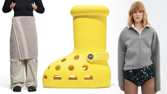 Nejbizarnější módní trendy roku 2023: Sukně z ručníku za 21 tisíc či nohy namalované na kozačkách za 55 tisíc 