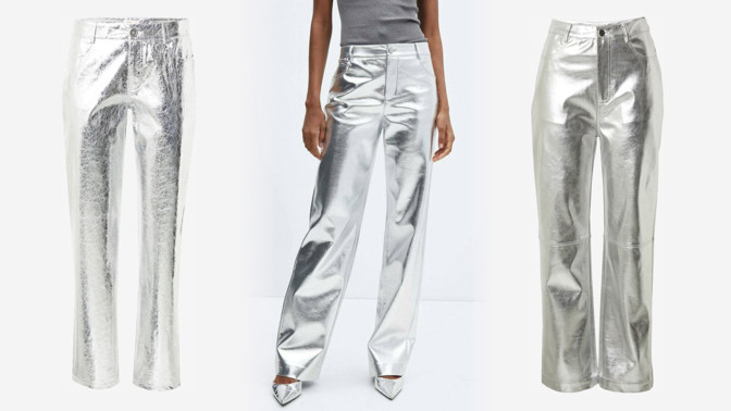 21 třpytivých stříbrných kalhot: Pohodlné díky vysokému pasu, výrazné díky barvě
