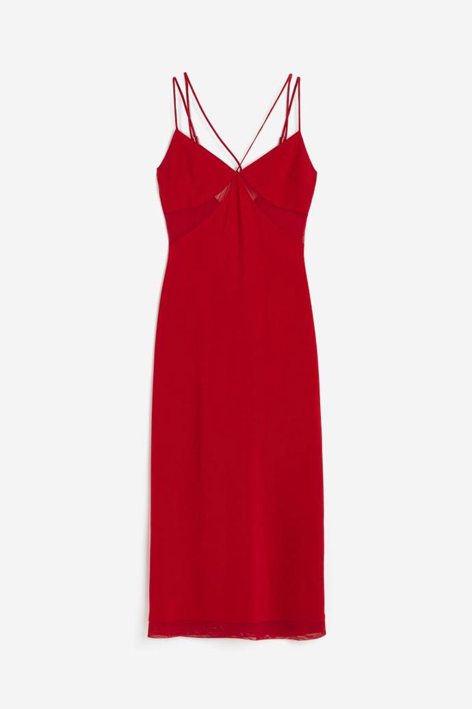 Šaty s dvojitými ramínky a síťovanými vsadkami, H&M, 949 Kč 