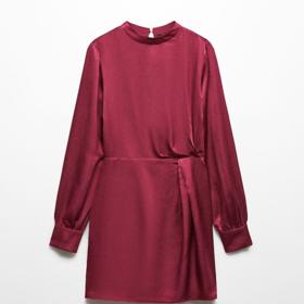 Saténové minišaty s dlouhými rukávy, Mango, 899 Kč