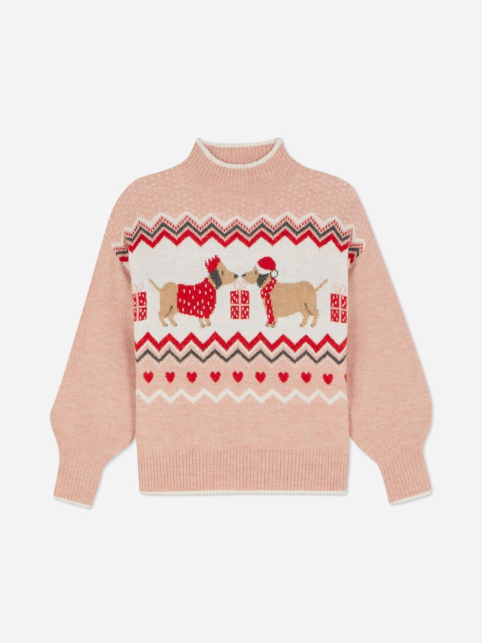 Místo jelena může letos vánoční svetr zdobit třeba i jezevčík. (Primark, 415 Kč) 