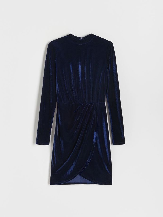Tmavomodré minišaty ze sametu, Reserved, 899 Kč