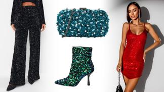 Večírkovým outfitům vévodí flitry: Zářit budete v šatech, kalhotách nebo v saku. A unosíte je i do práce