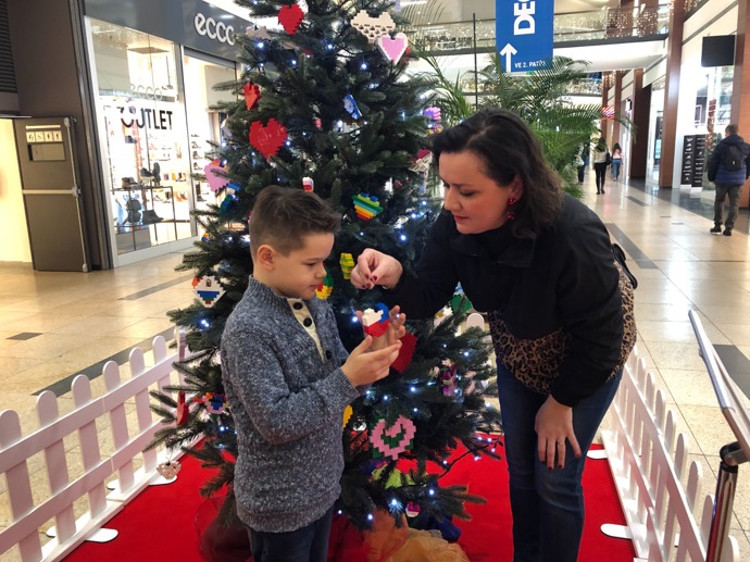 Sebík vyyrobil srdce z kostiček LEGO v barvách české trikolory. 