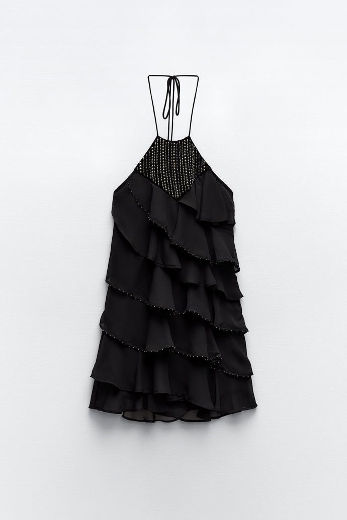 Volánové minišaty se zavazováním za krkem,  Zara, 1 199 Kč