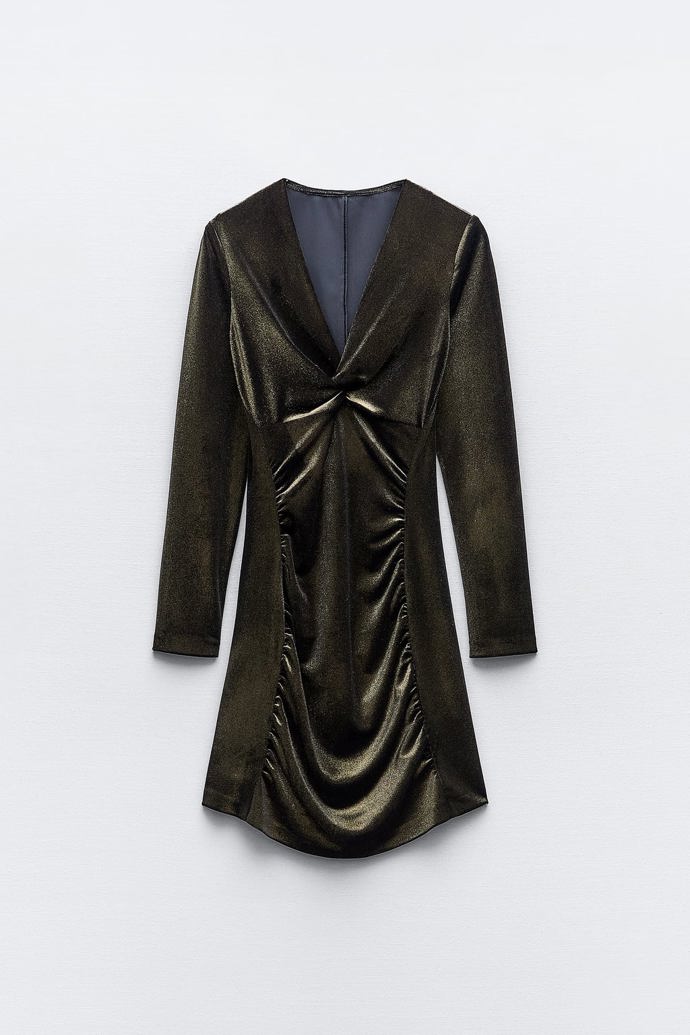 Bronzové sametové šaty, Zara, 799 Kč