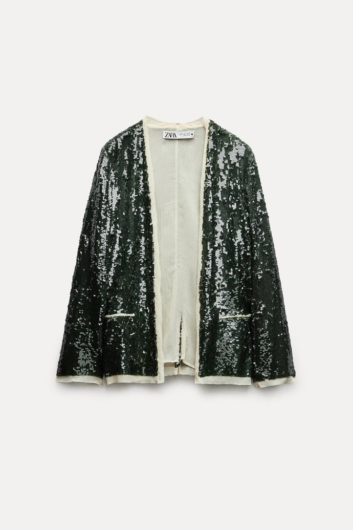 Oversize sako vyšívané flitry, Zara, 3 599 Kč